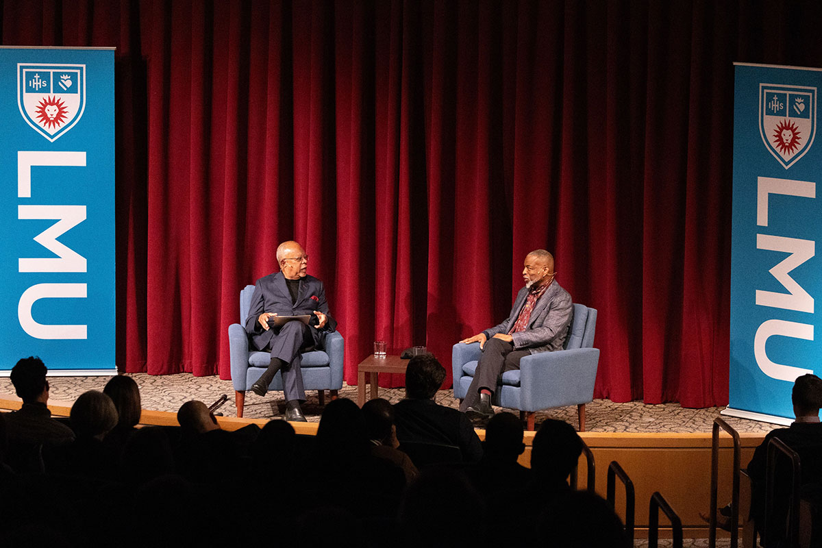 LeVar Burton and Henry Louis Gates Jr. in discussion at LMU