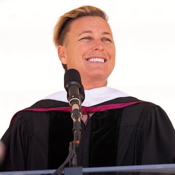 Abby Wambach delivering the Undergraduate Commencement keynote address