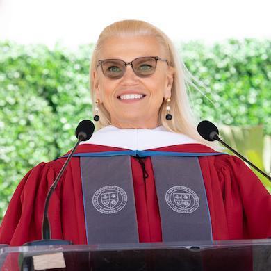 Ginni Rometty delivering the graduate commencement keynote address